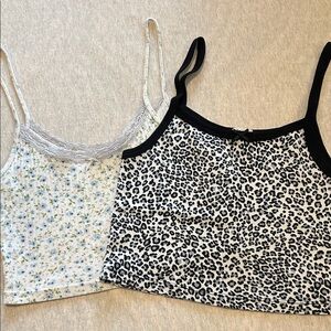 Brandy Melville Leopard and Floral Camisole Set